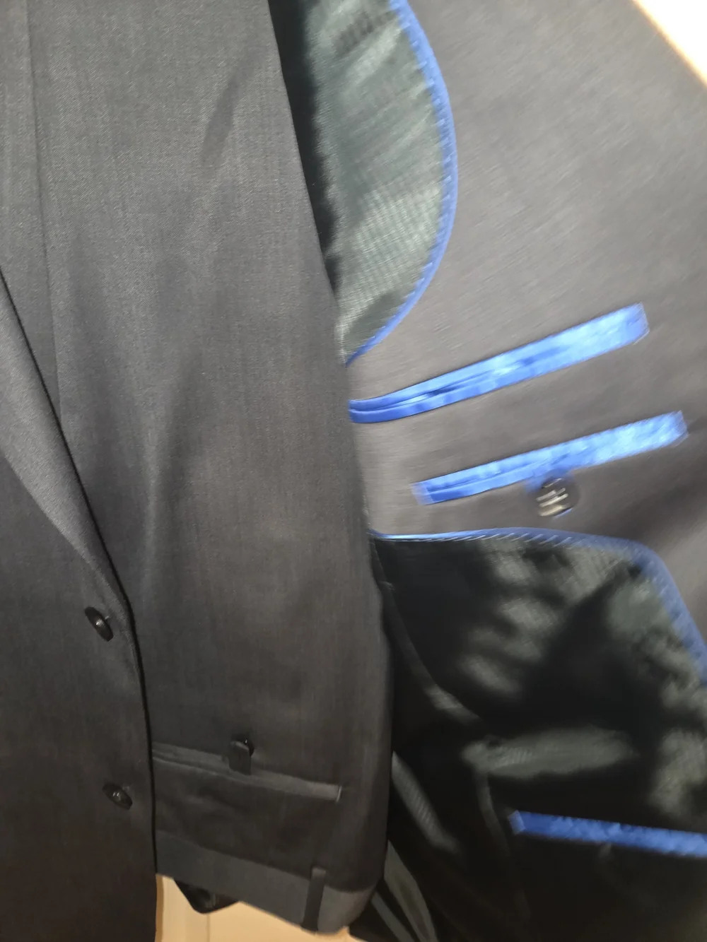 Madison Slim Fit Men's Blue-Gray Slate Suit Jacket 40L Pants 34x32
